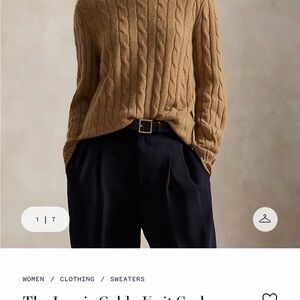 Polo by Ralph Lauren Cable Knit Cashmere Crewneck Sweater in Camel size M